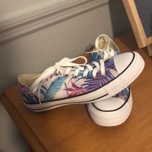 Tropical white converse men’s women’s shoes